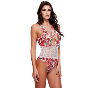 Leotard Baci Lingerie Floral & Lace White